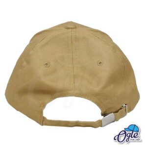 หมวกผ้าพีช-สีน้ำตาล-ด้านหลัง-ตัวล็อคบัคเคิ้ลเหล็ก