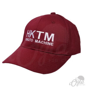 หมวกปักชื่อ-หมวกแก๊ป-ผ้าพีช-cotton-สีเลือดหมู-ปักชื่อ-HKTM-ด้านข้าง
