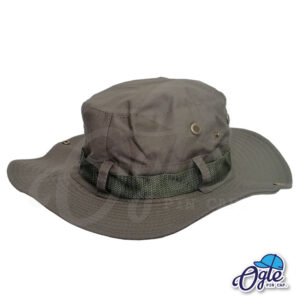 หมวกเดินป่า-วินเทจ-หมวกปีกทหาร-หมวกปีก กว้าง-หมวกปีกรอบ-กันแดด-สีเขียวทหาร