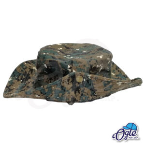 หมวกเดินป่า-หมวกลายพราง-ดิจิตอล-หมวกปีกทหาร-หมวกปีก กว้าง-หมวกปีกรอบด้านข้าง-สีเขียว