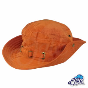 หมวกเดินป่า-หมวกปีกกว้าง-หมวกปีกรอบ-กันแดด-สีส้ม-พับปีกหมวก