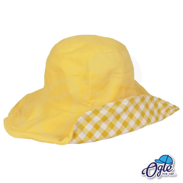 หมวกบักเก็ต-หมวกปีกรอบ-หมวกปีกกว้าง-แบบ2-ด้าน-สีเหลือง-พับปีกหมวก