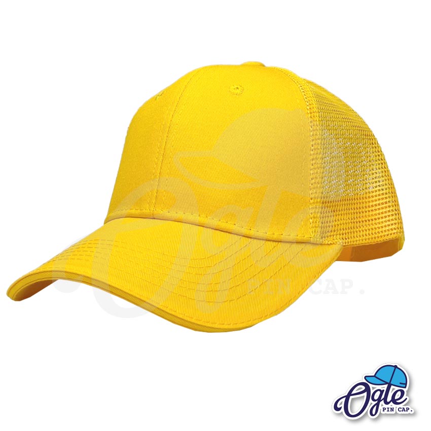 fabric-trucker-cap-yellow-right หมวกตาขข่าย วินเทจ สีเหลือง