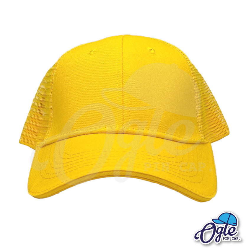 front-yellow-trucker-cap หมวกตาข่าย สีเหลือง ด้านหน้า