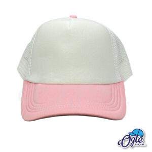 หมวกตาข่าย สีขาว หน้าหมวกสีชมพู